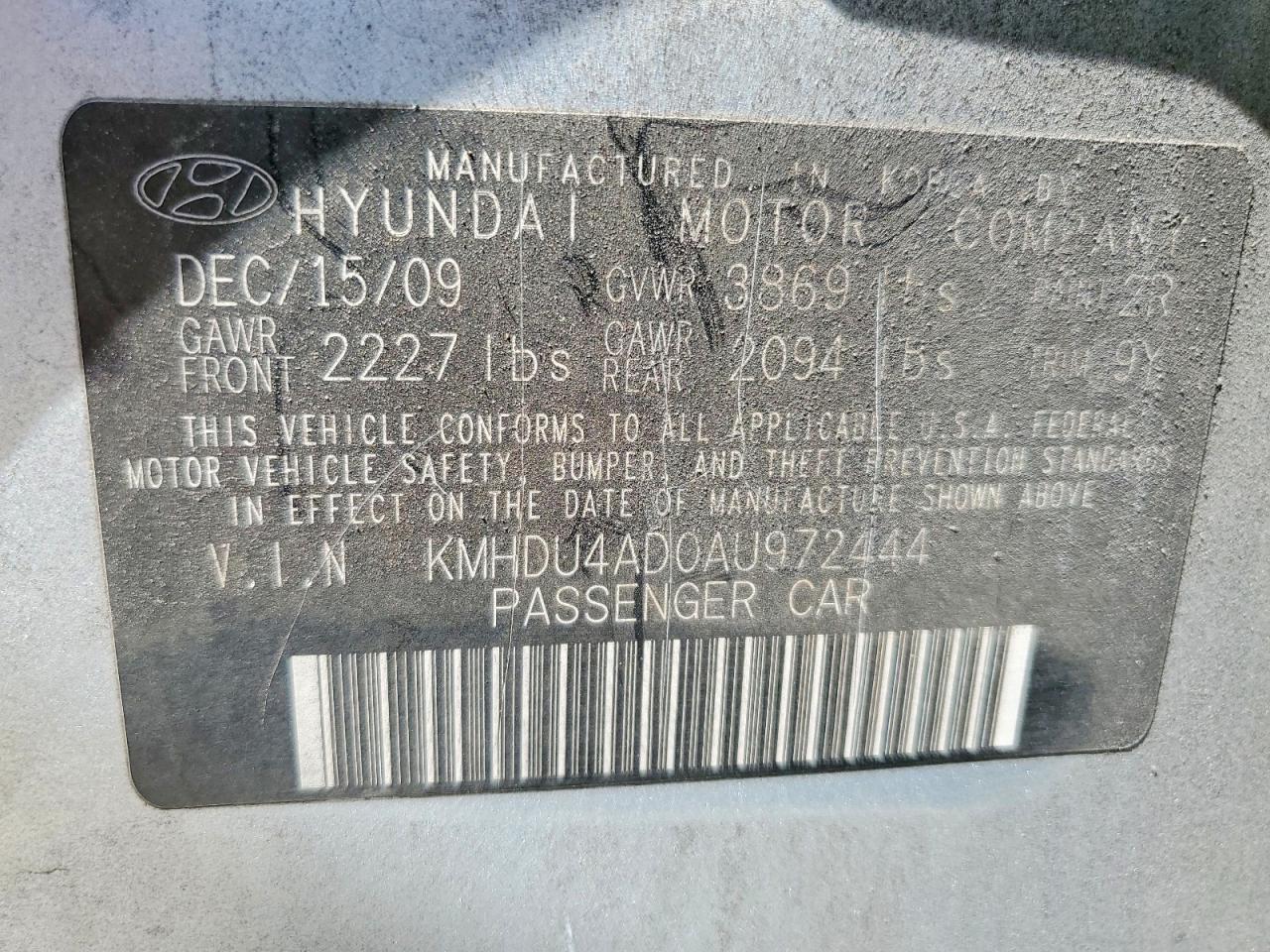HYUNDAI ELANTRA 2010 — 13