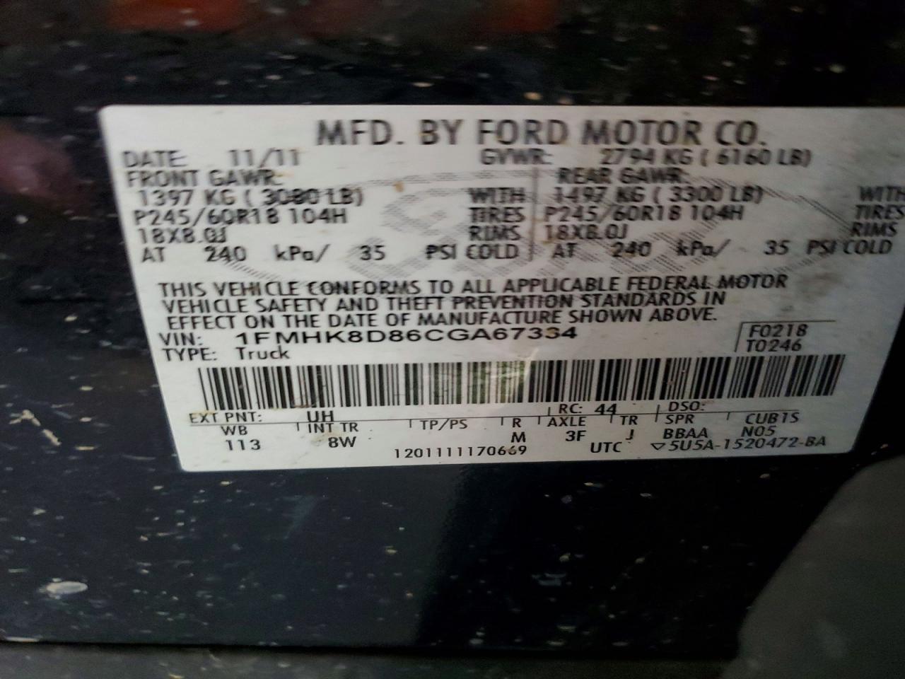FORD EXPLORER 2012 — 14