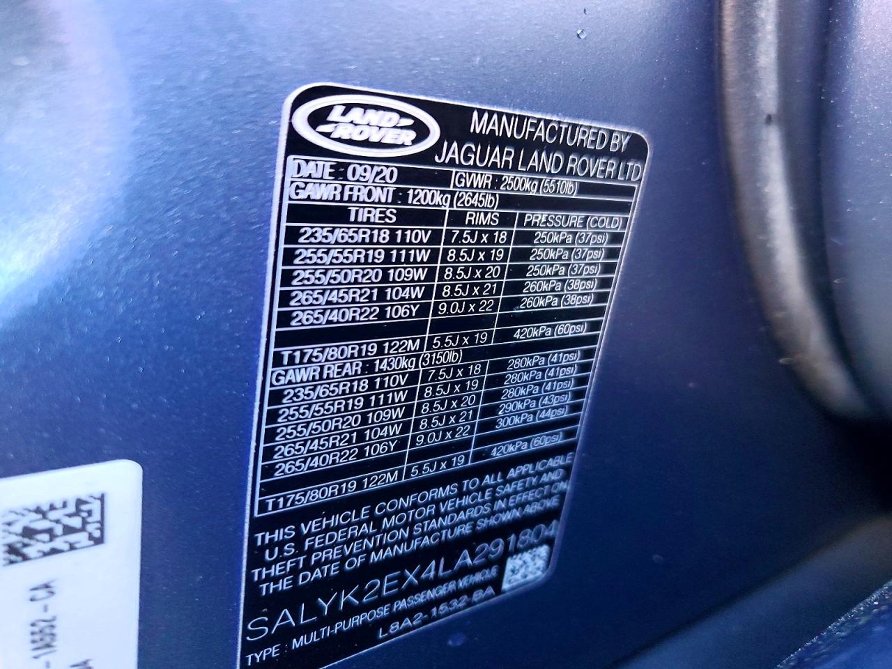 LAND ROVER RANGE ROVER VELAR 2020 — 14