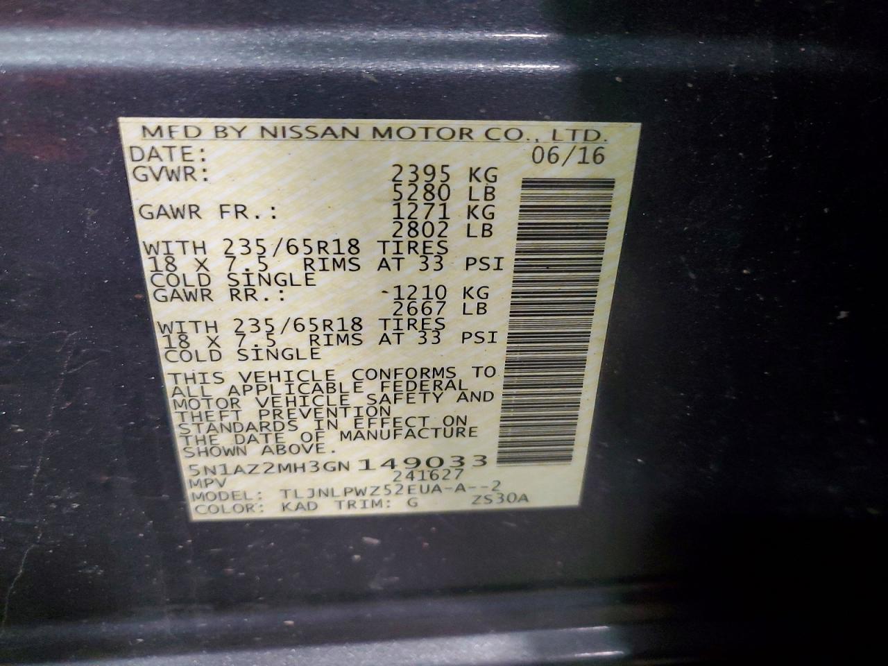 NISSAN MURANO 2016 — 14