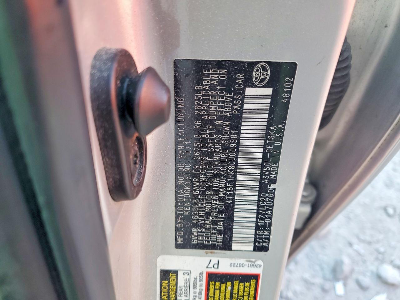 TOYOTA CAMRY 2012 — 14