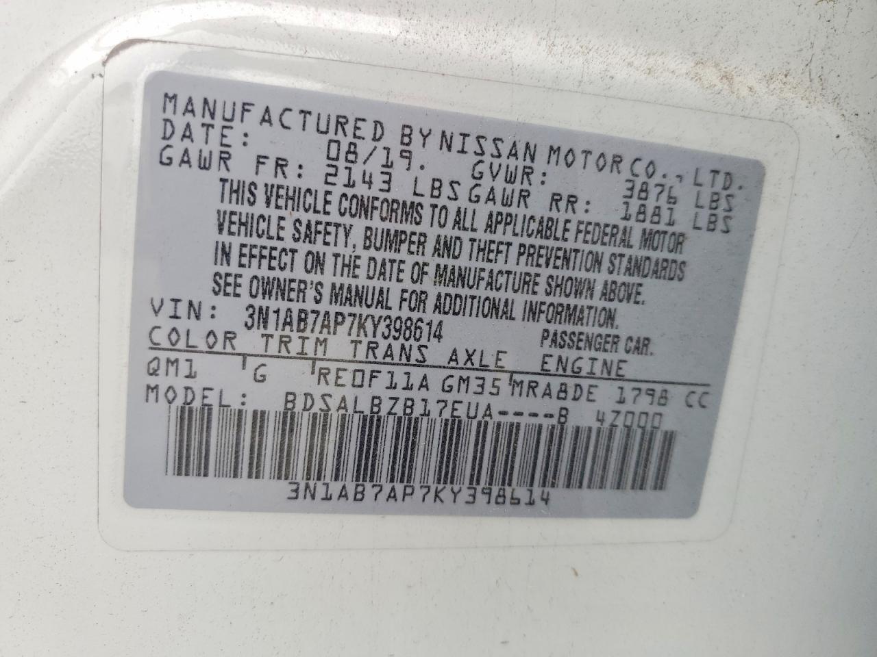 NISSAN SENTRA 2019 — 14