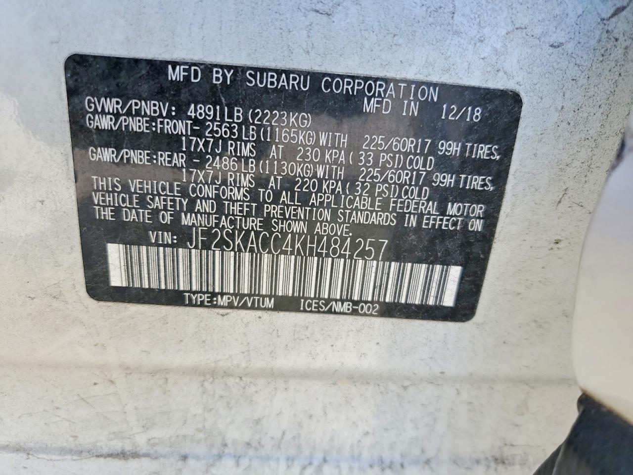 SUBARU FORESTER 2019 — 14