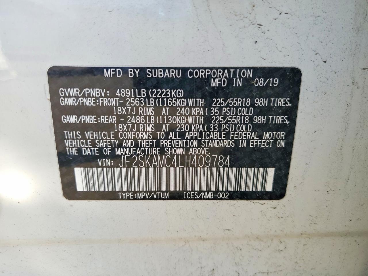 SUBARU FORESTER 2020 — 15