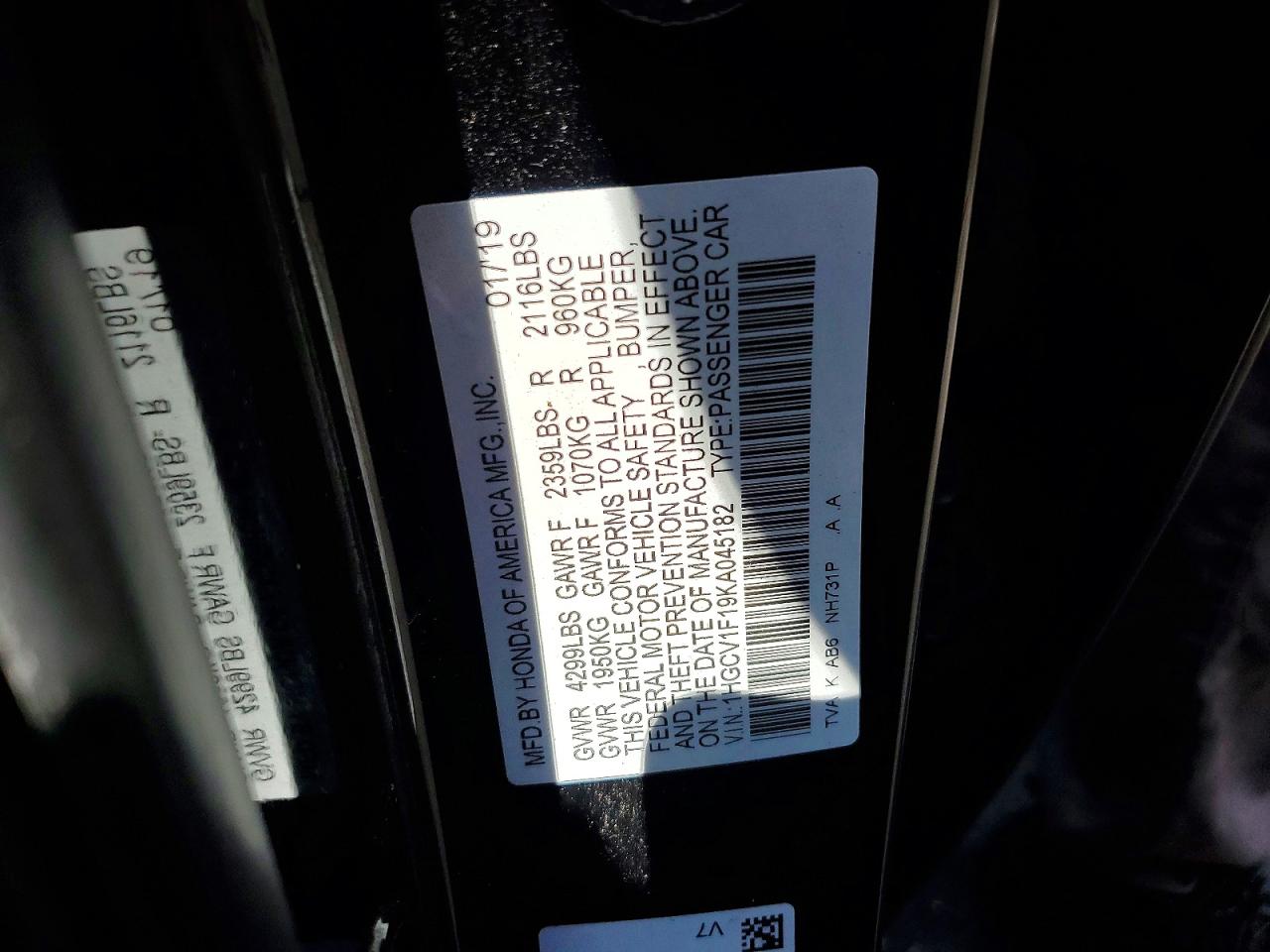 HONDA ACCORD 2019 — 13