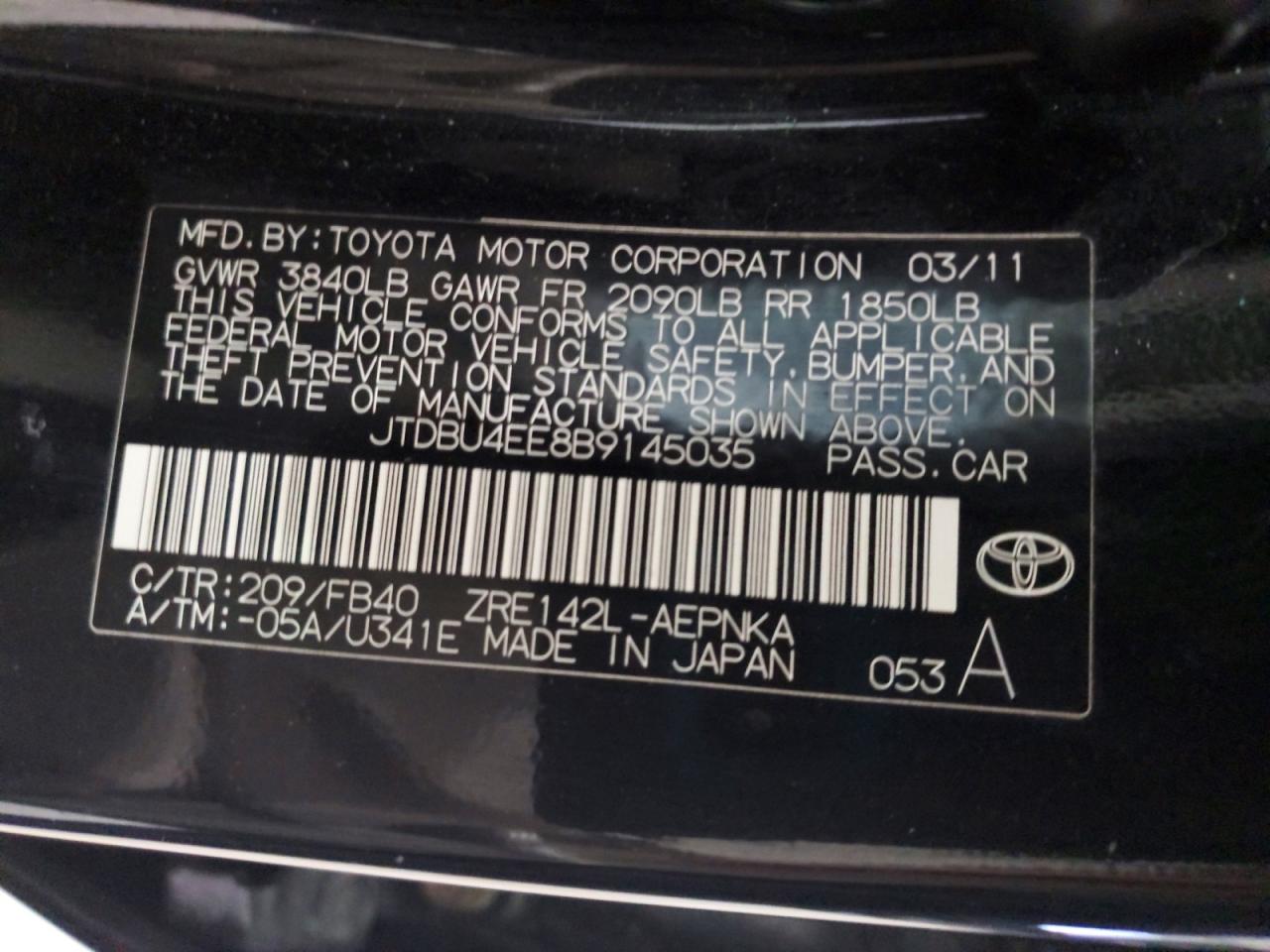 TOYOTA COROLLA 2011 — 13