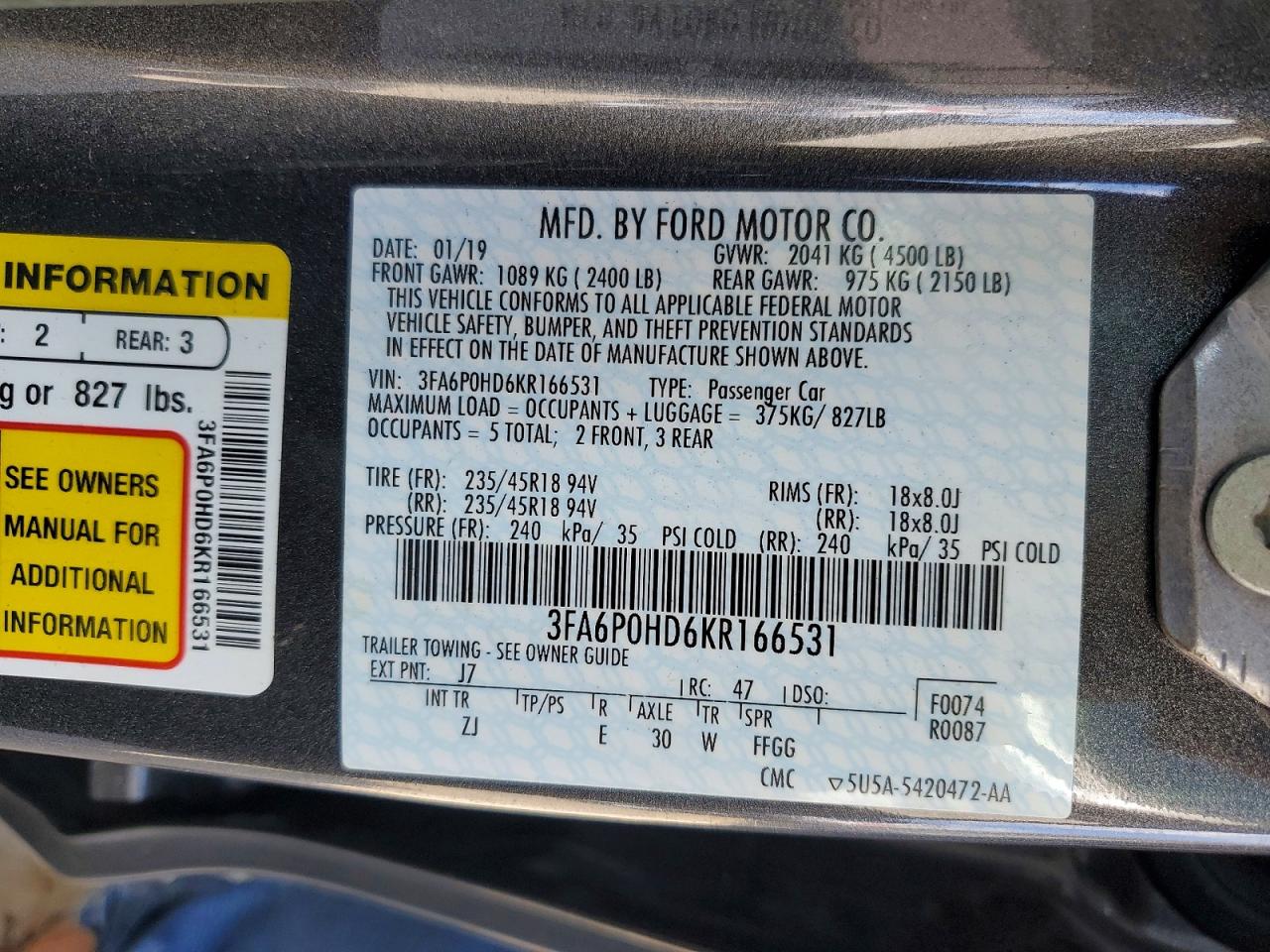 FORD FUSION 2019 — 14