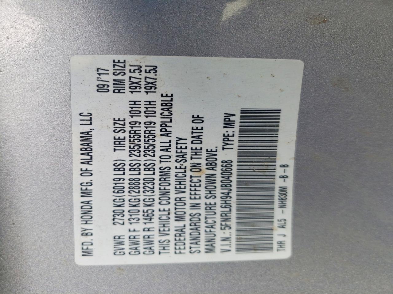 HONDA ODYSSEY 2018 — 14