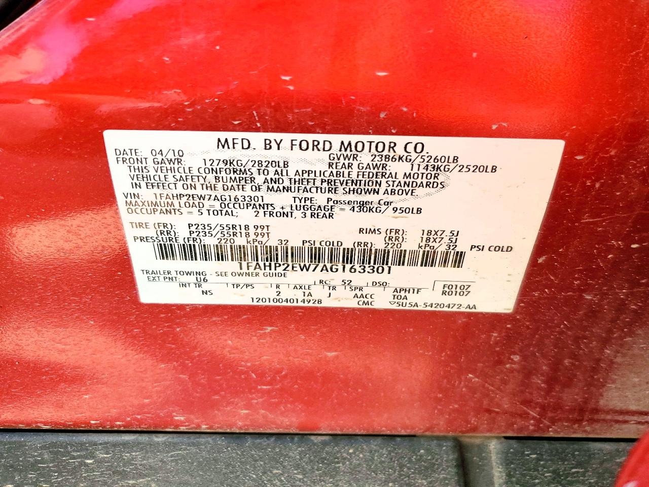 FORD TAURUS 2010 — 13