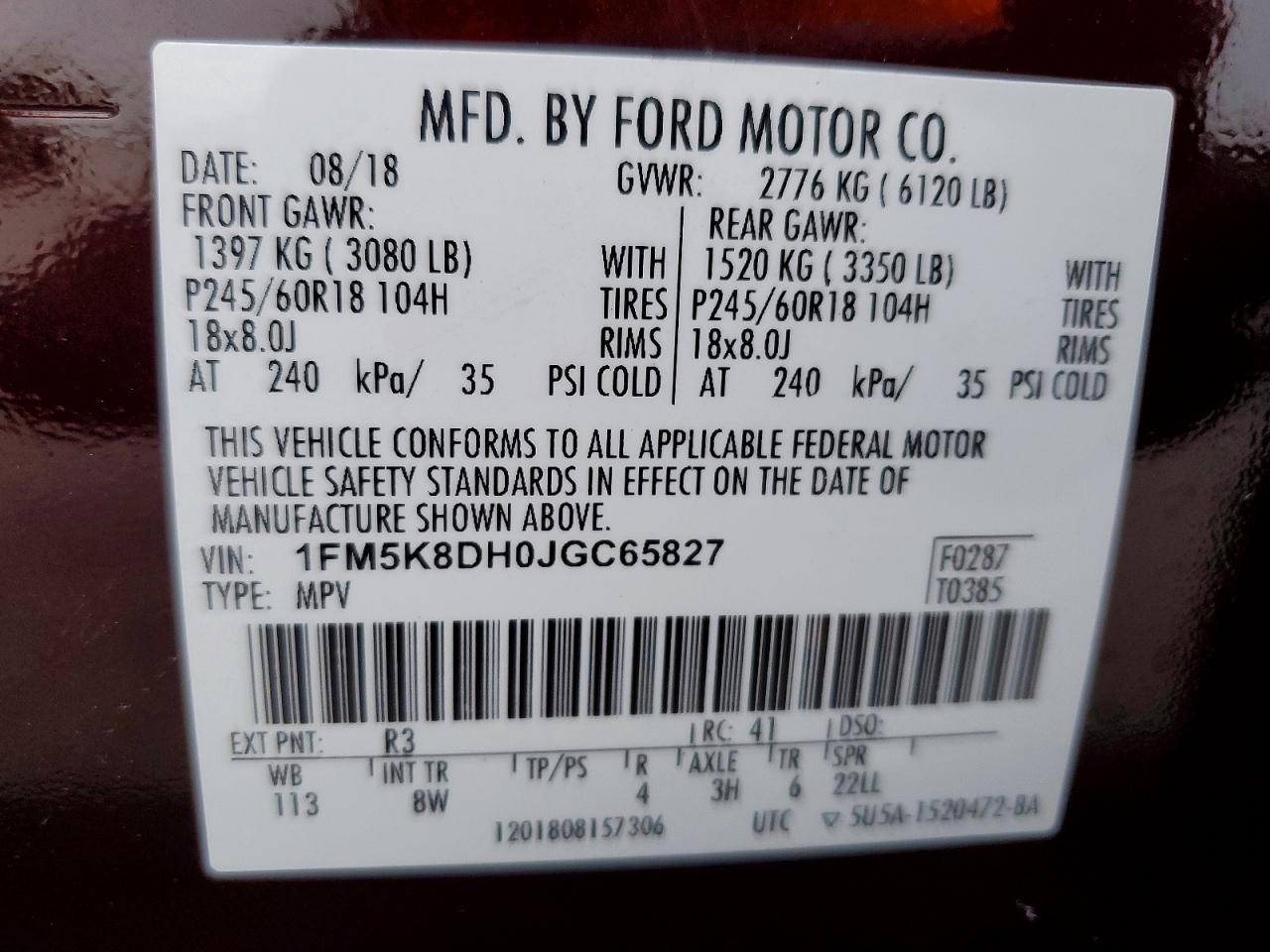 FORD EXPLORER 2018 — 14