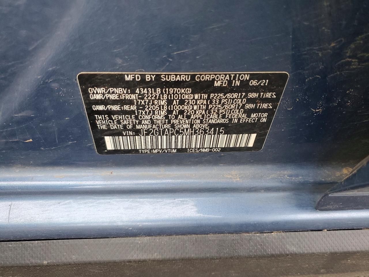 SUBARU CROSSTREK 2021 — 14