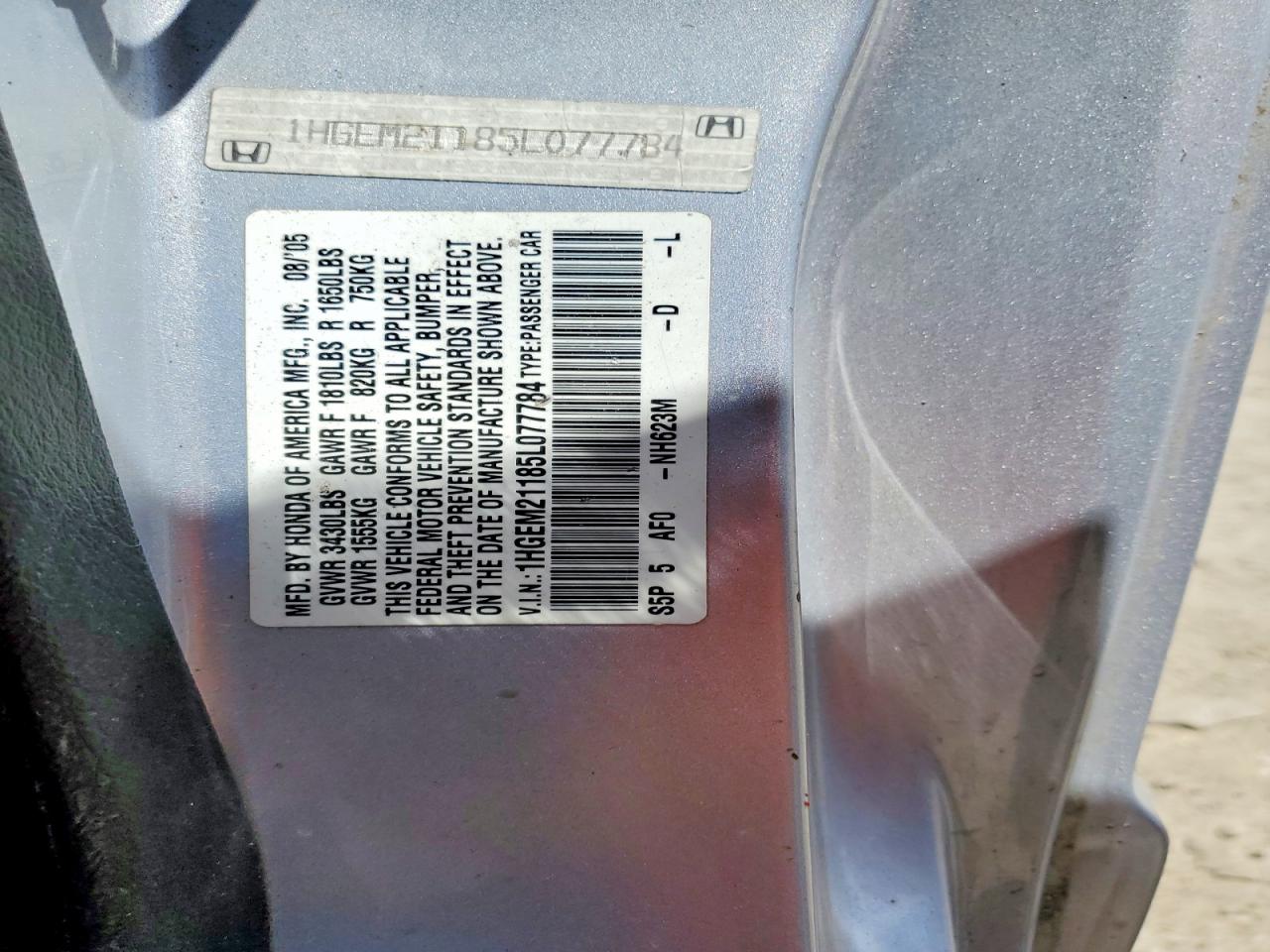 HONDA CIVIC 2005 — 13