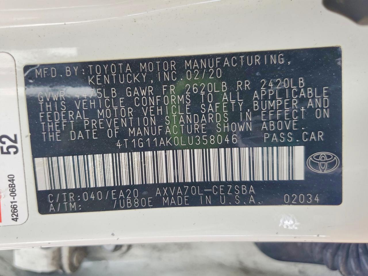TOYOTA CAMRY 2020 — 13