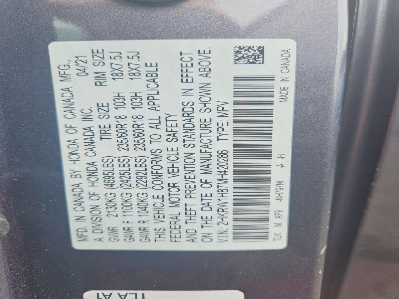 HONDA CR-V 2021 — 14