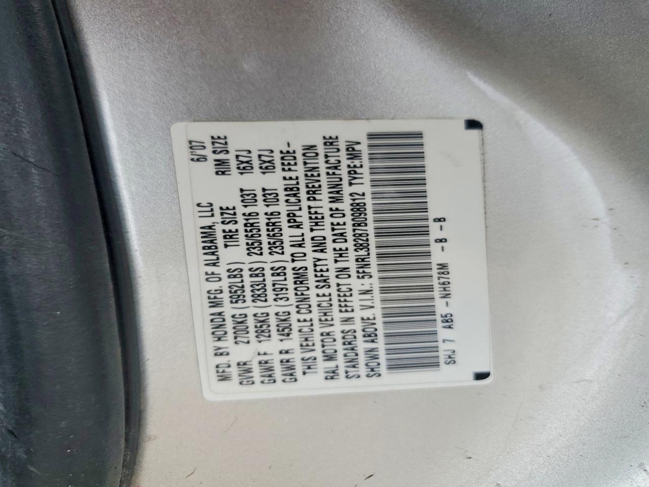 HONDA ODYSSEY 2007 — 13