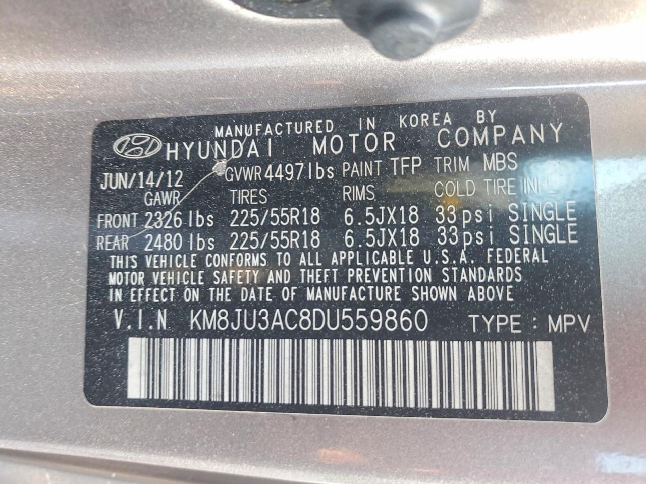 HYUNDAI TUCSON 2013 — 12