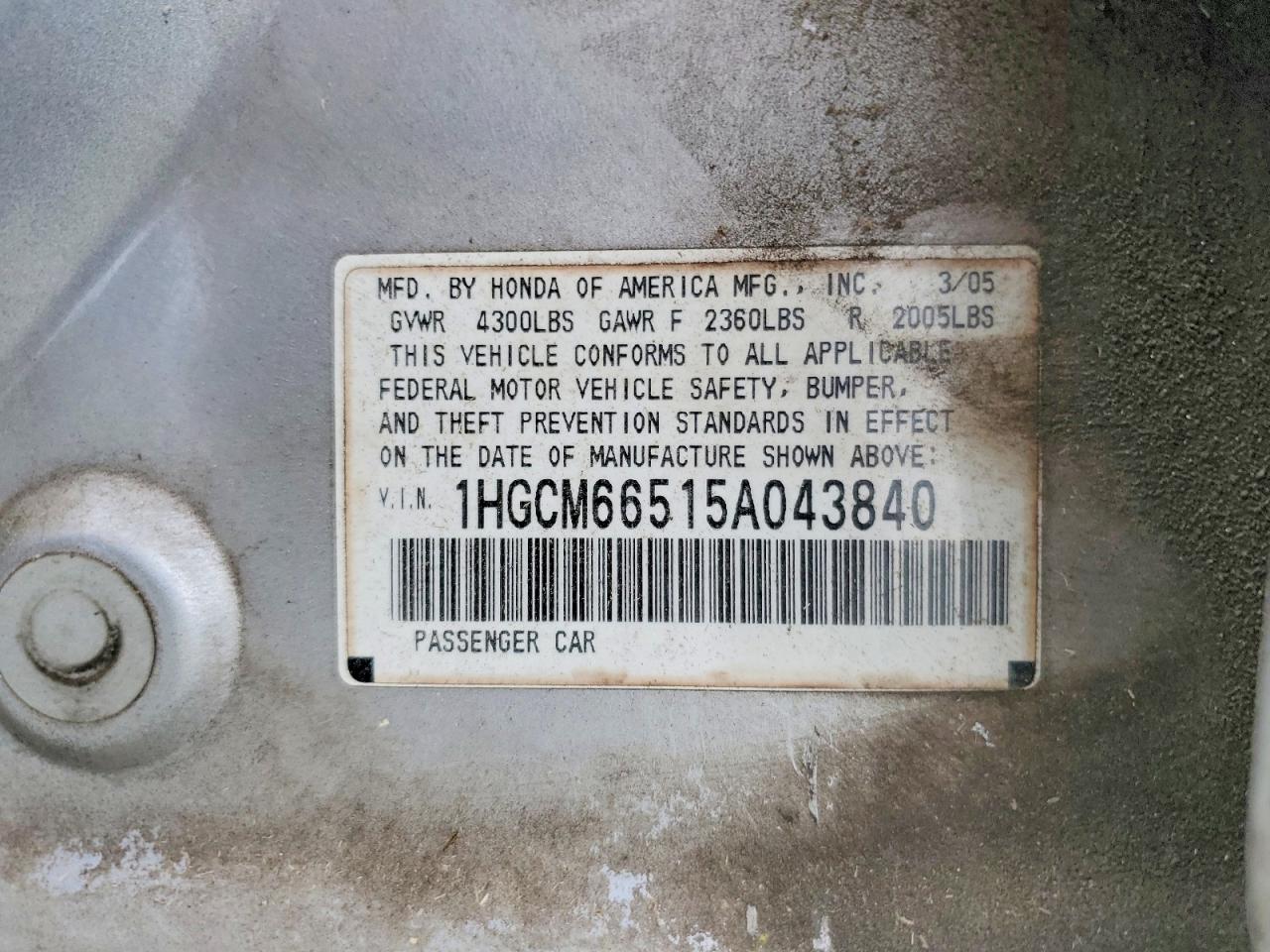 HONDA ACCORD 2005 — 13