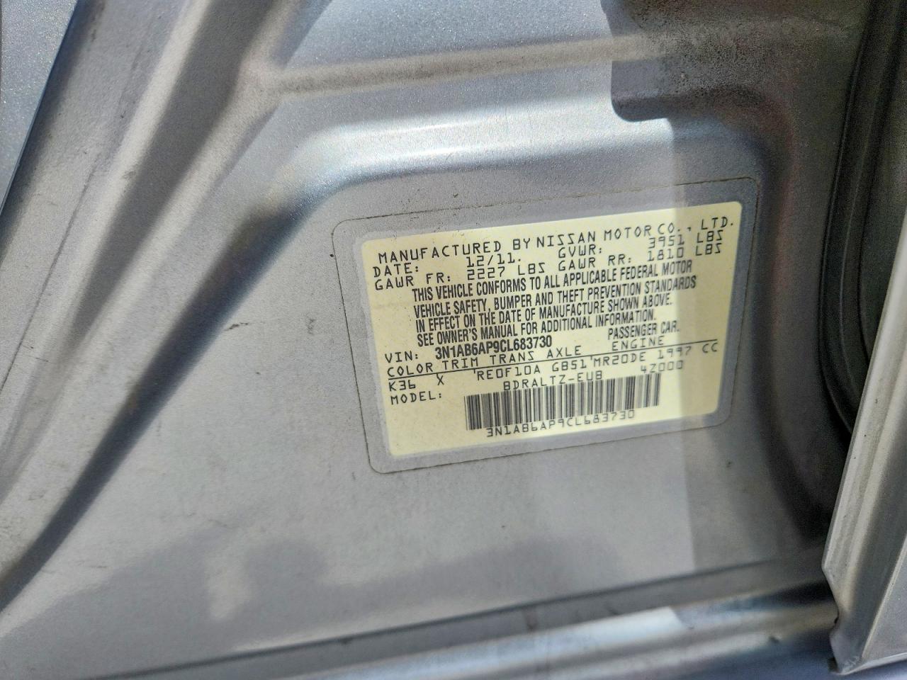 NISSAN SENTRA 2012 — 13