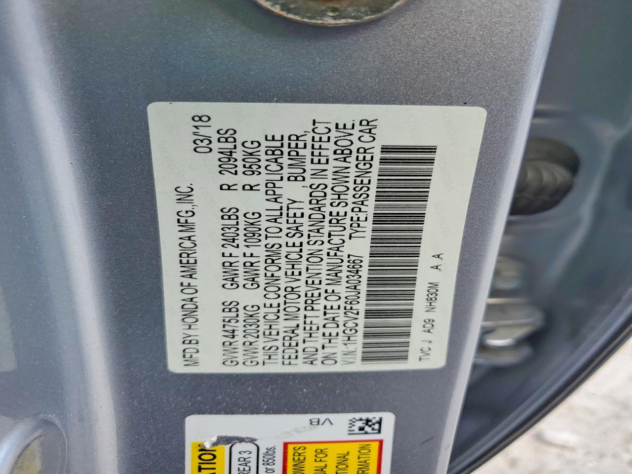 HONDA ACCORD 2018 — 14