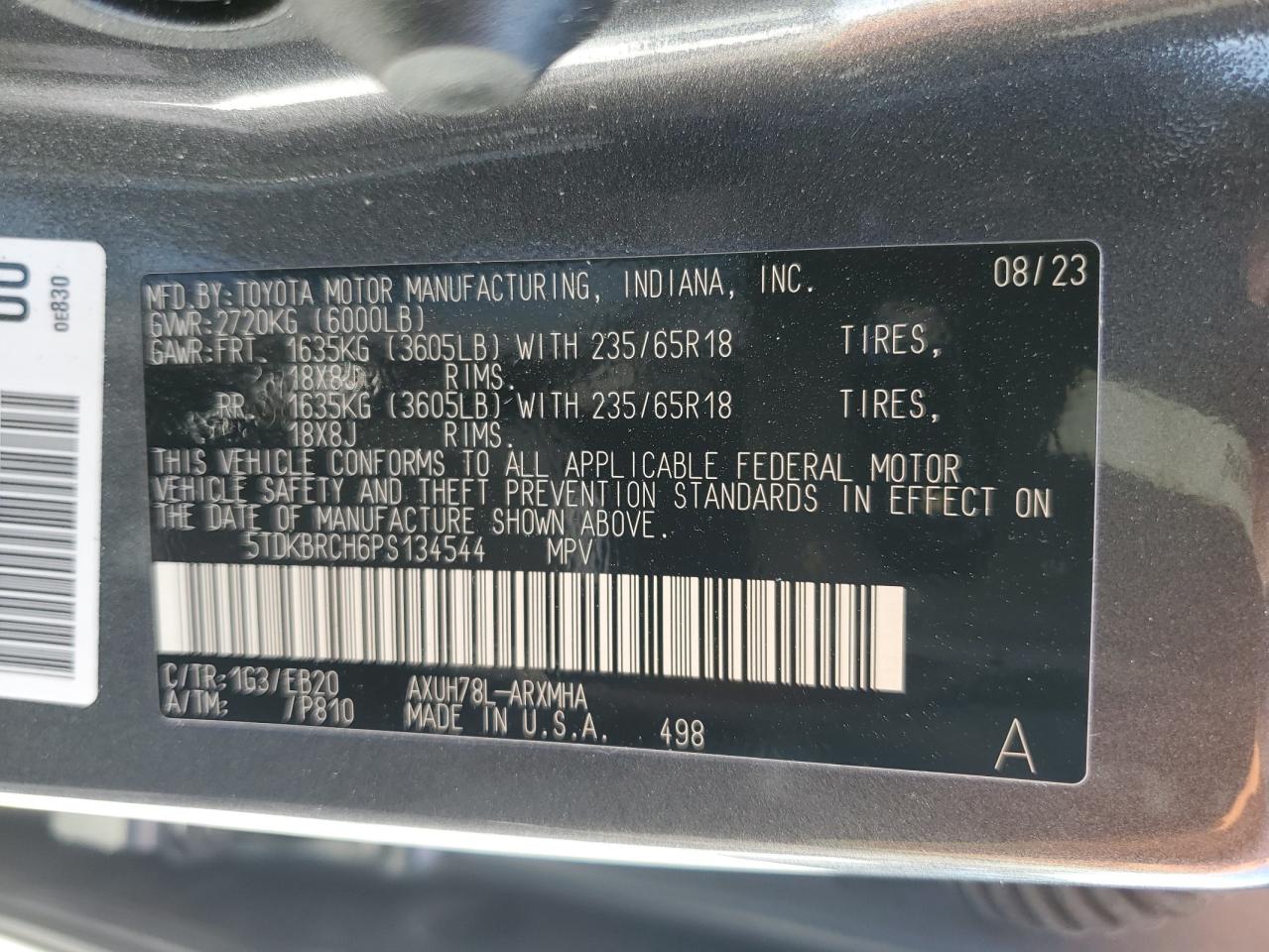 TOYOTA HIGHLANDER 2023 — 14