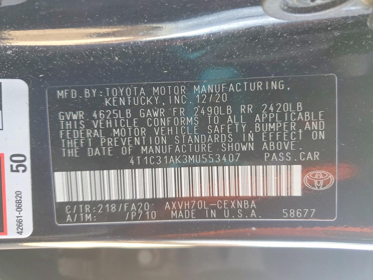 TOYOTA CAMRY 2021 — 13