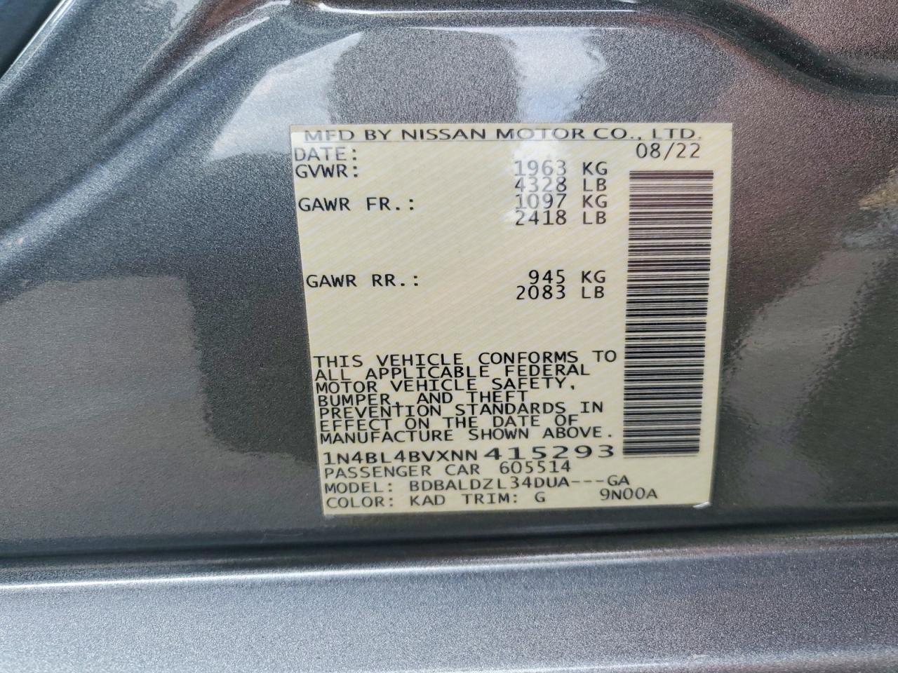 NISSAN ALTIMA 2022 — 13