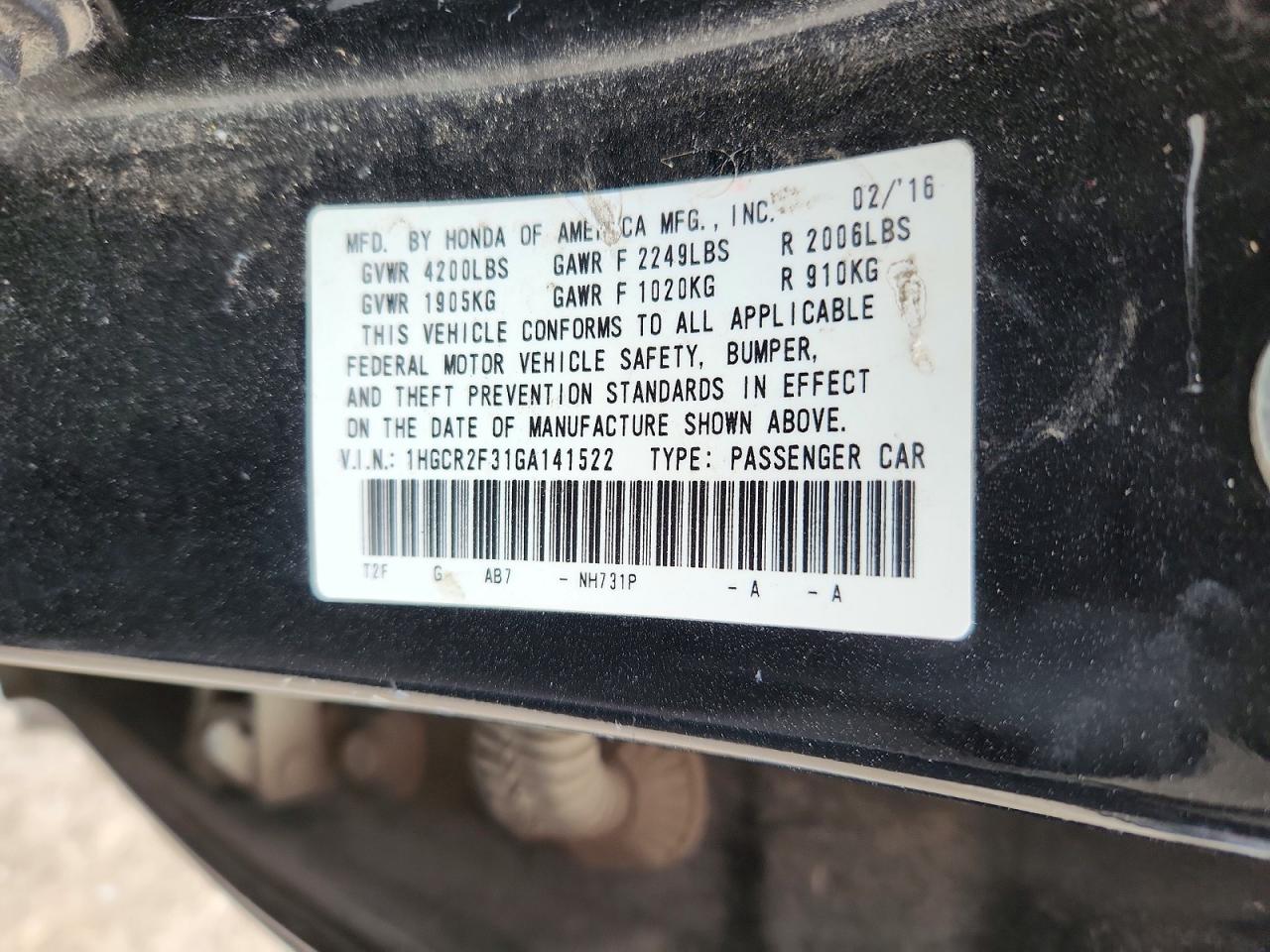 HONDA ACCORD 2016 — 13
