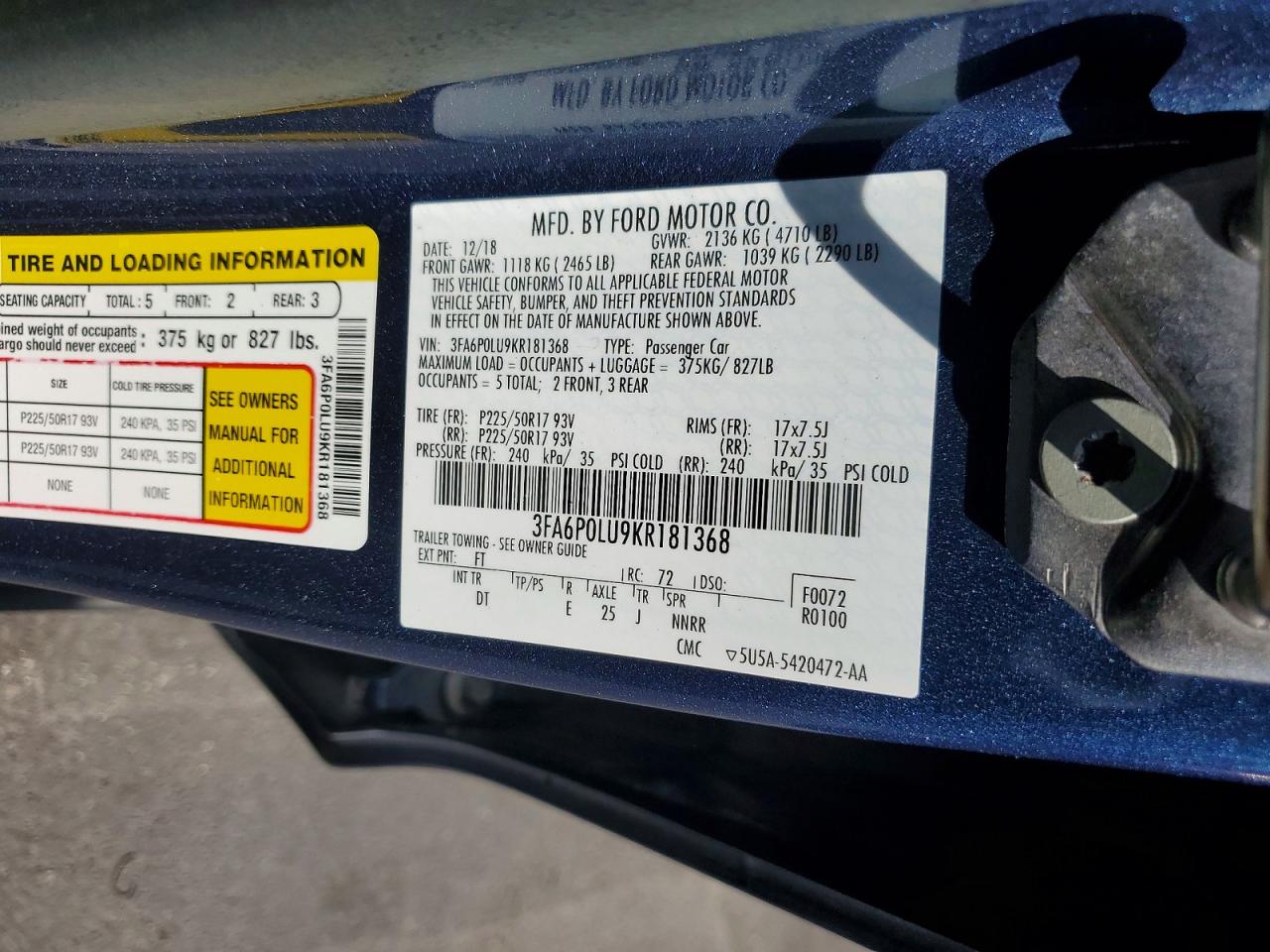 FORD FUSION 2019 — 13