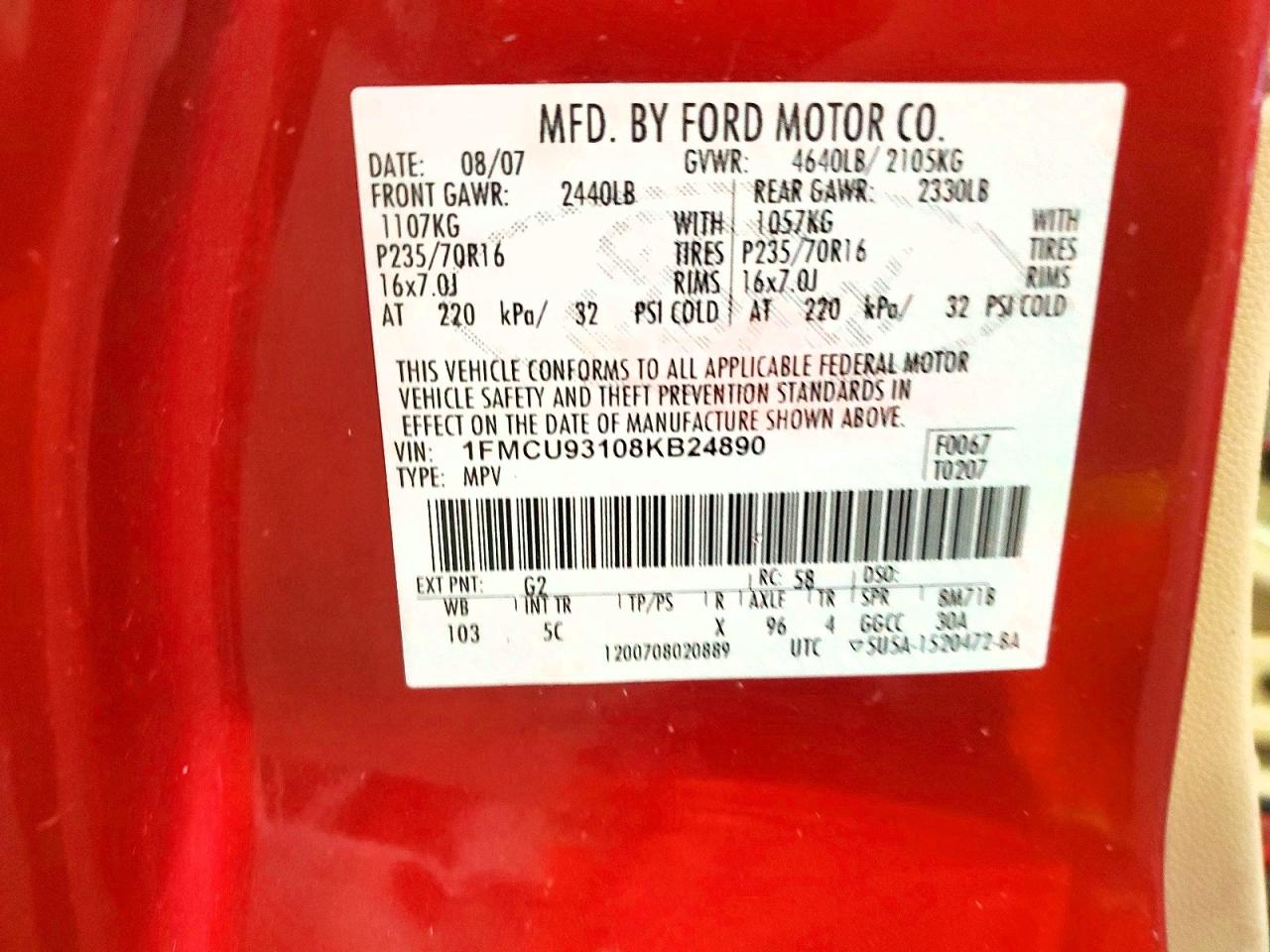 FORD ESCAPE 2008 — 14