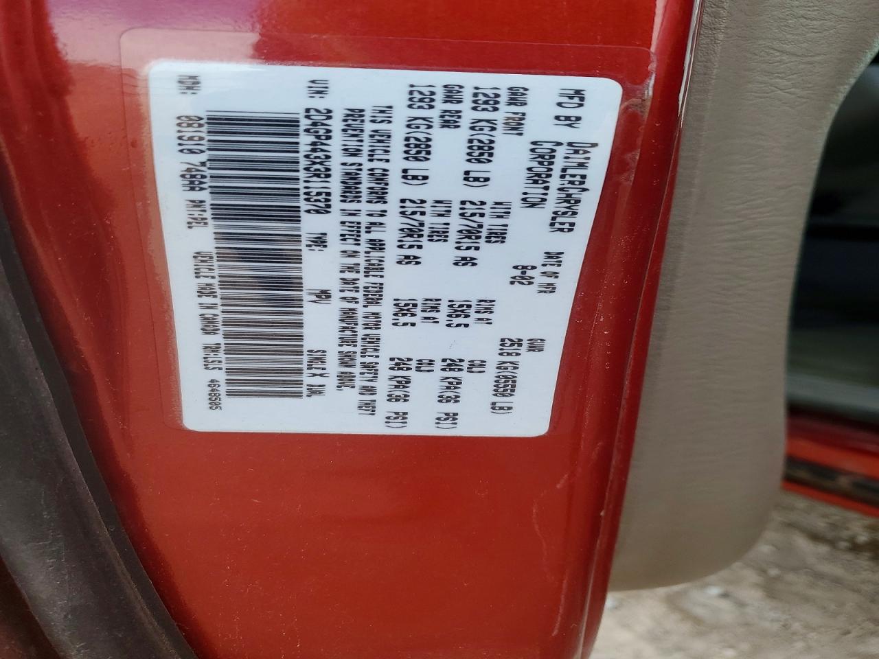 DODGE GRAND CARAVAN 2003 — 14