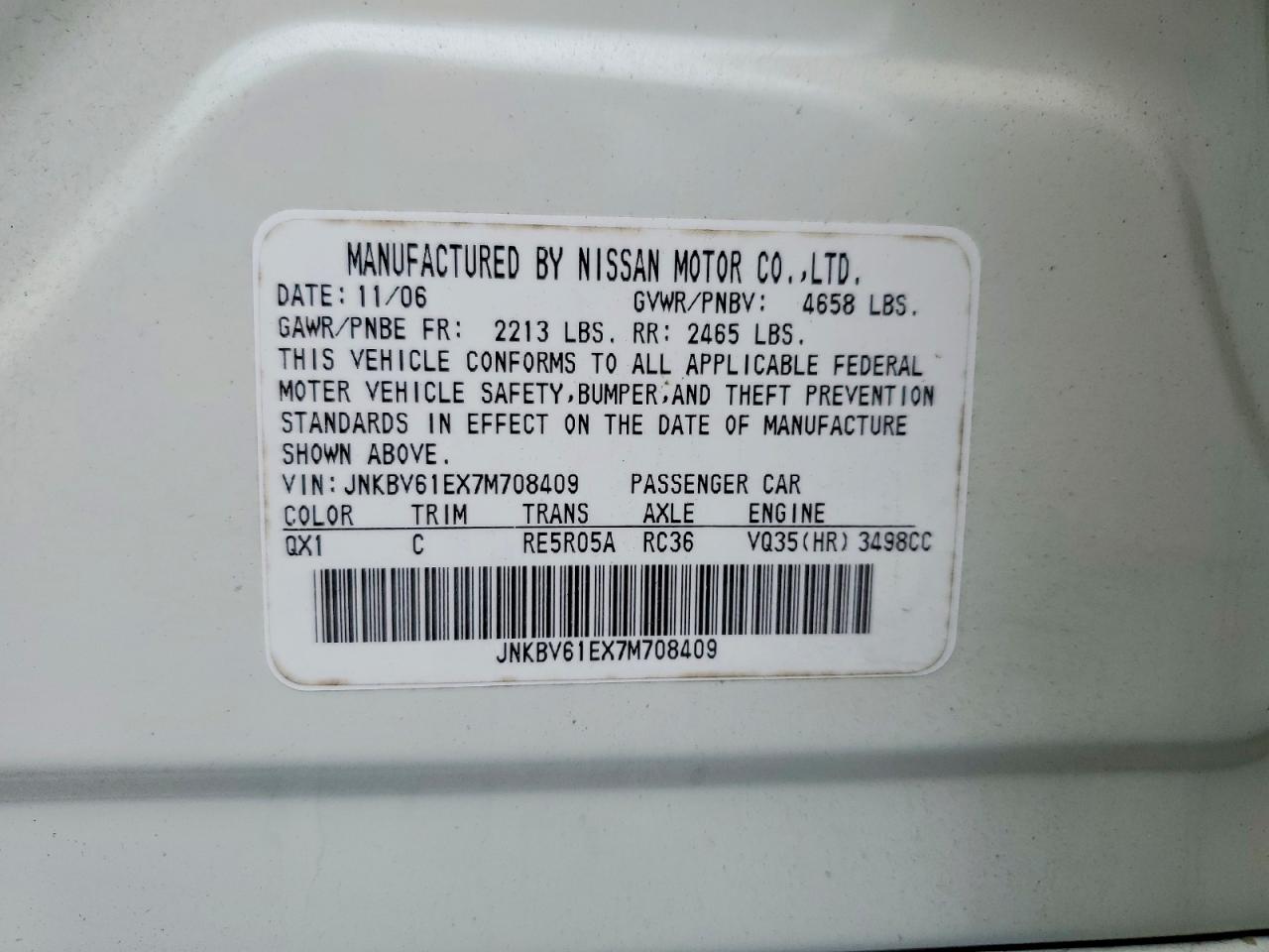 INFINITI G35 2007 — 13