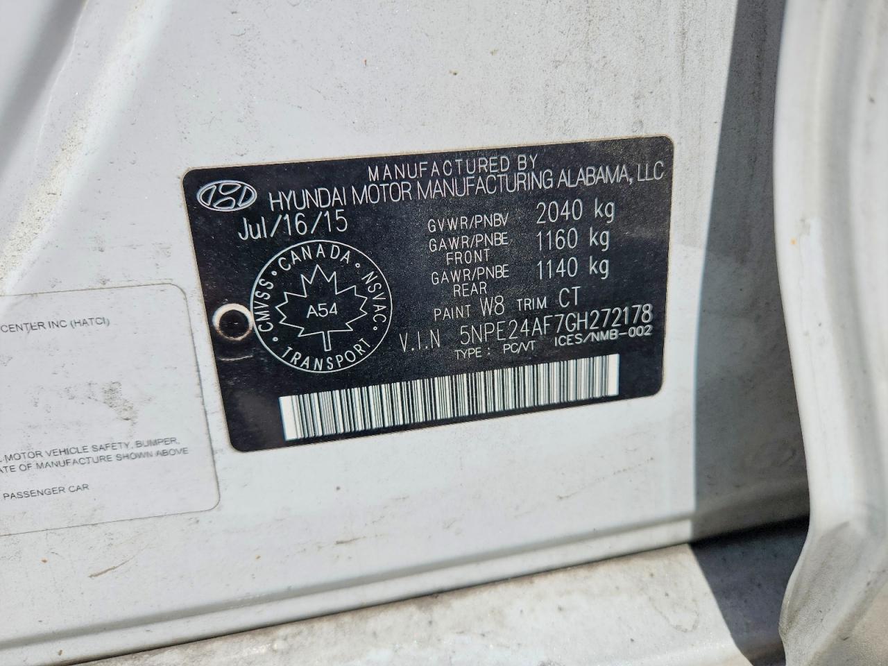 HYUNDAI SONATA 2016 — 13