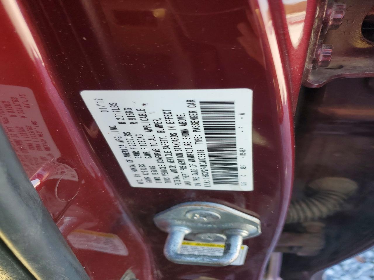 HONDA ACCORD 2012 — 13
