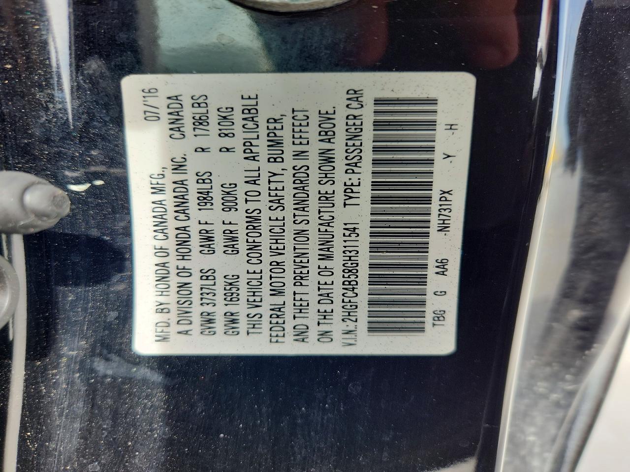 HONDA CIVIC 2016 — 13