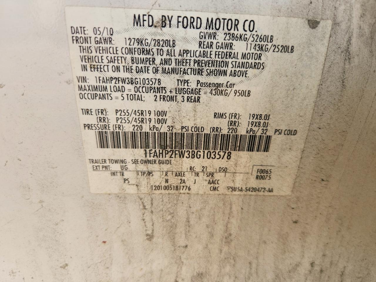 FORD TAURUS 2011 — 13