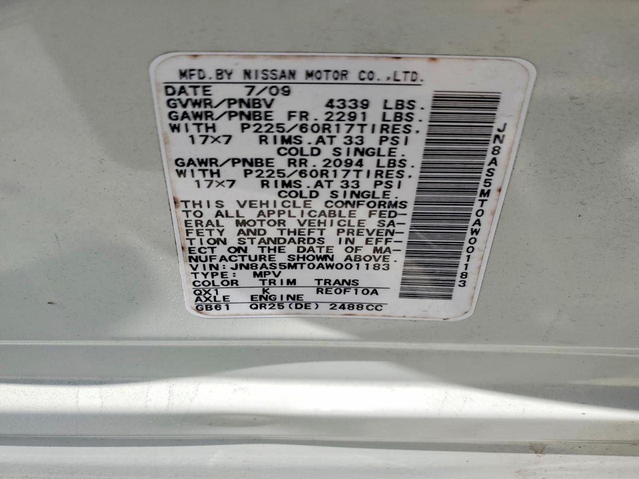 NISSAN ROGUE 2010 — 14