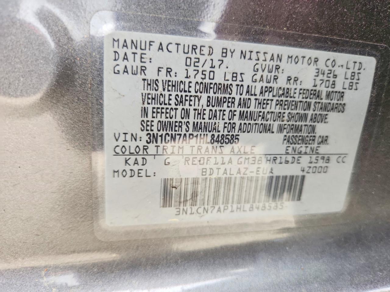 NISSAN VERSA 2017 — 13