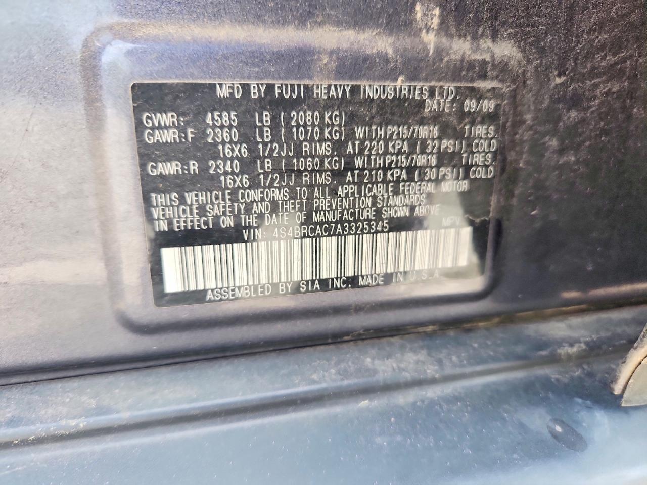 SUBARU OUTBACK 2010 — 14