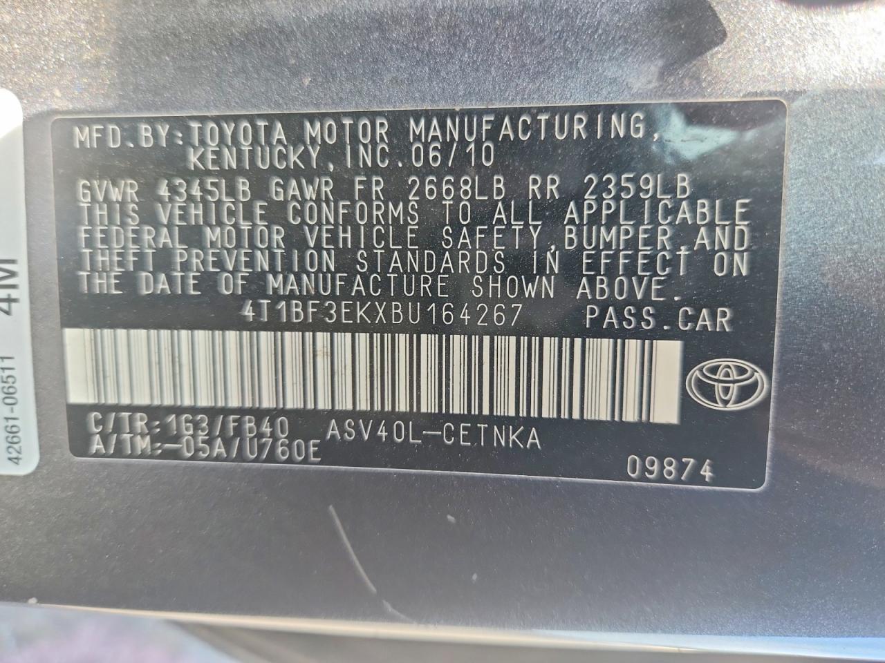 TOYOTA CAMRY 2011 — 14