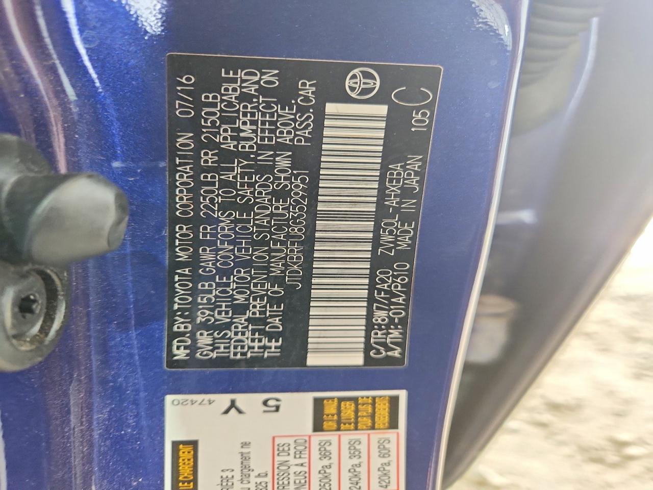TOYOTA PRIUS 2016 — 14