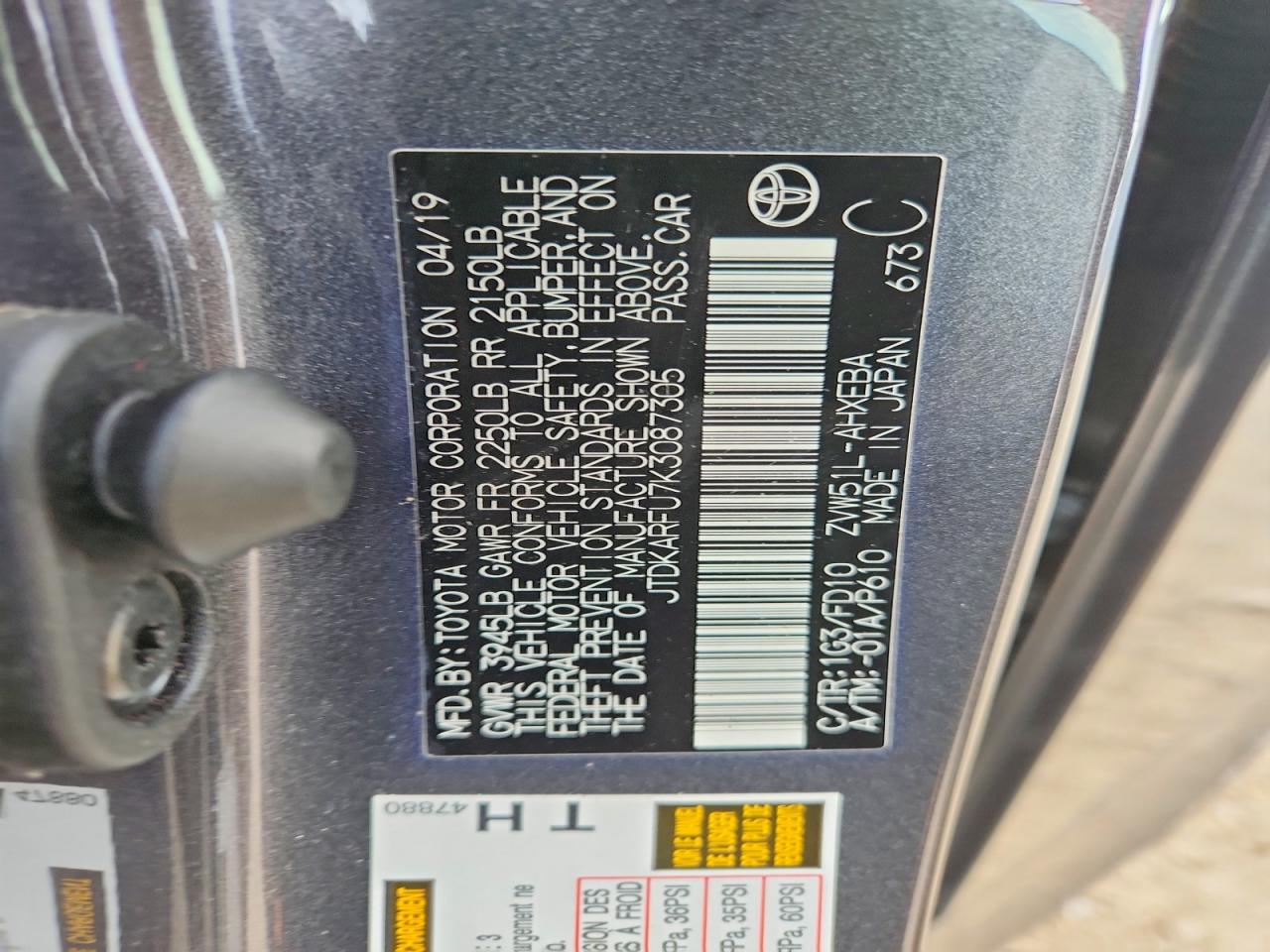 TOYOTA PRIUS 2019 — 14