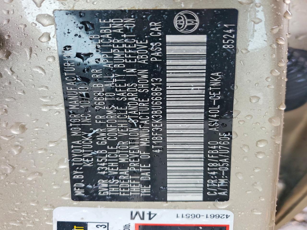 TOYOTA CAMRY 2011 — 13