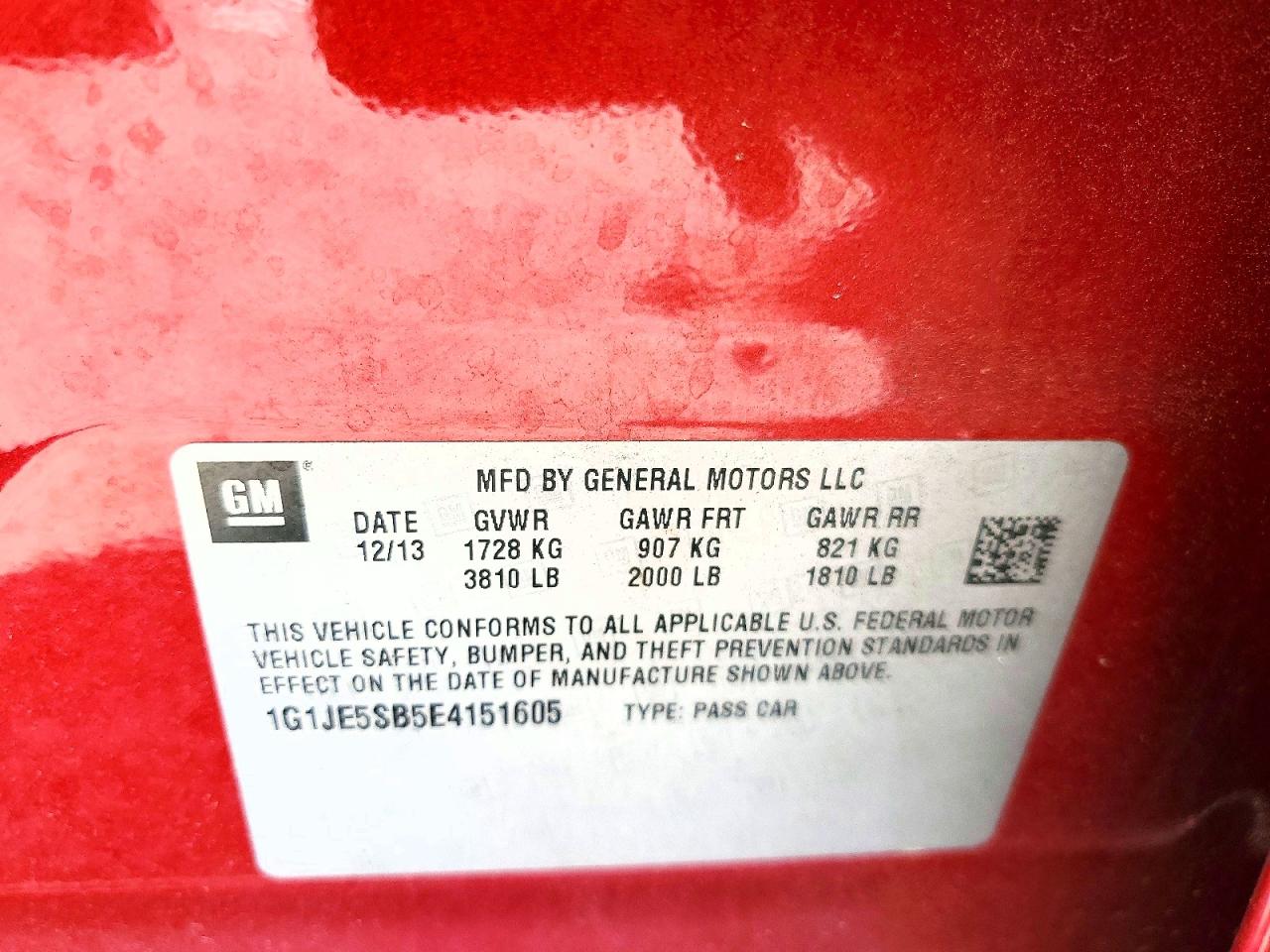 CHEVROLET SONIC 2014 — 13