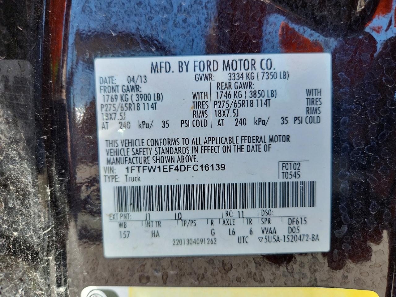 FORD F150 2013 — 13