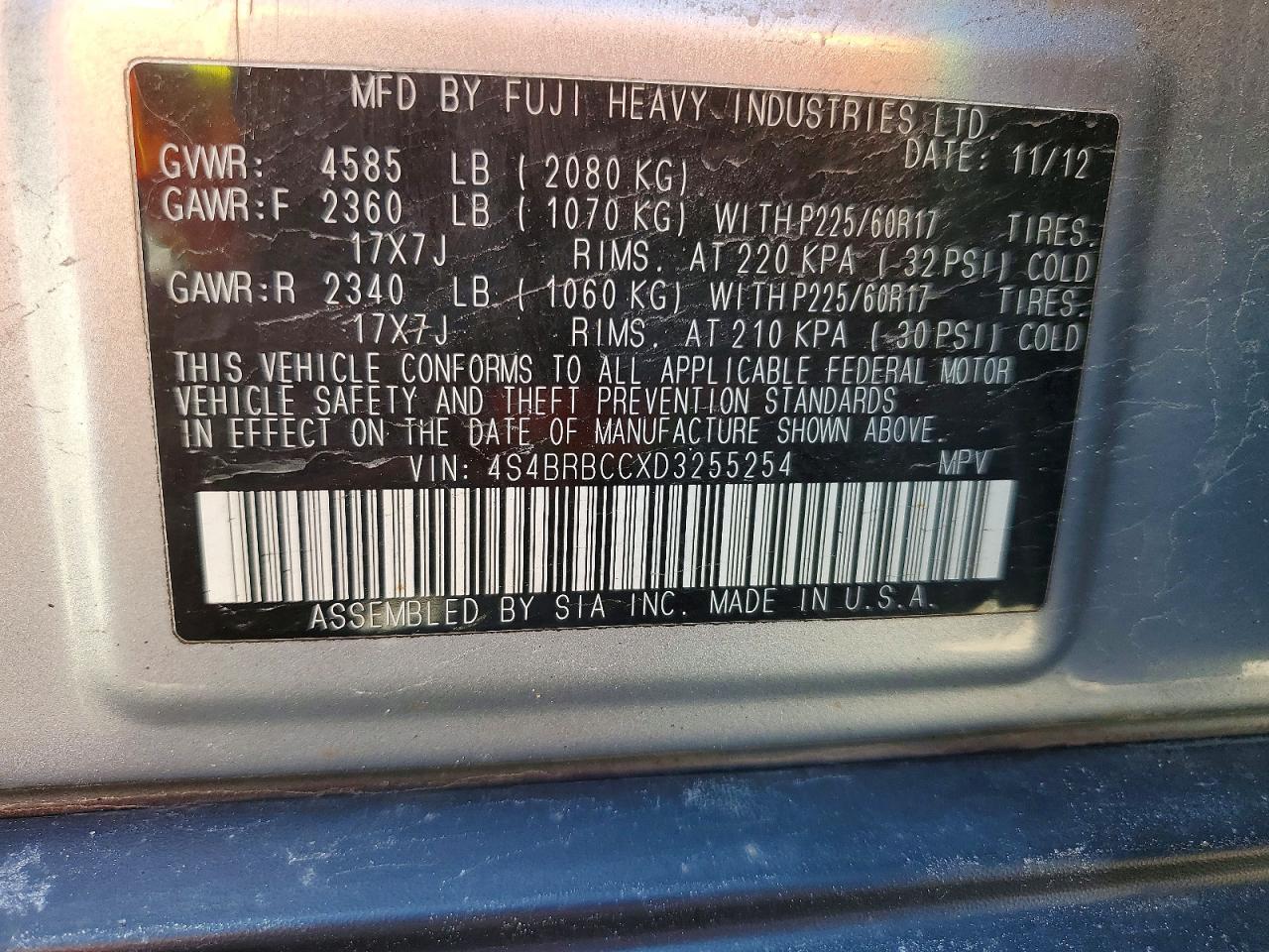 SUBARU OUTBACK 2013 — 14