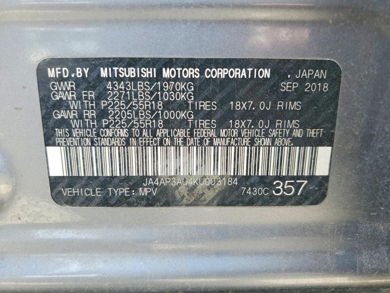 MITSUBISHI OUTLANDER SPORT 2019 — 13