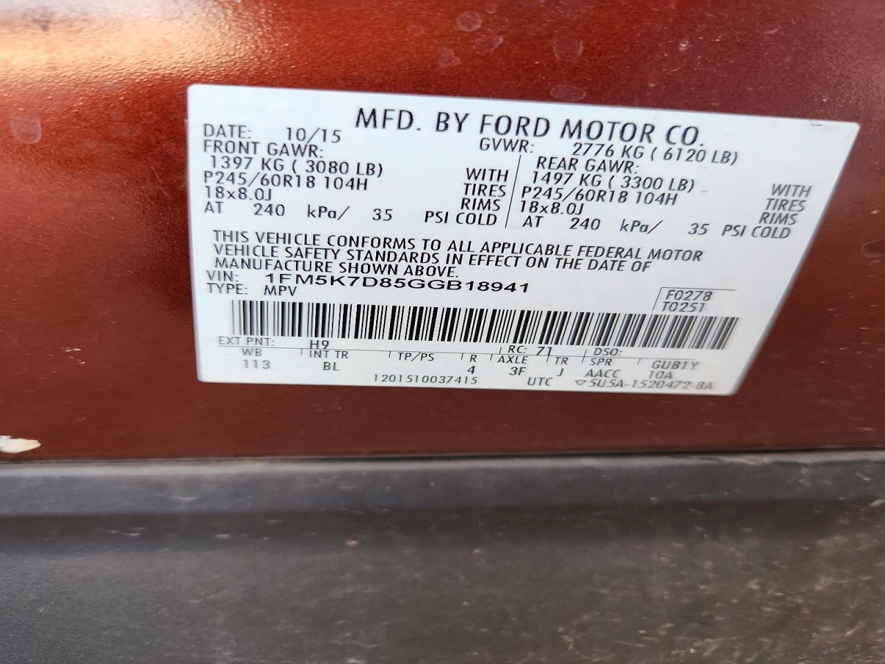 FORD EXPLORER 2016 — 14