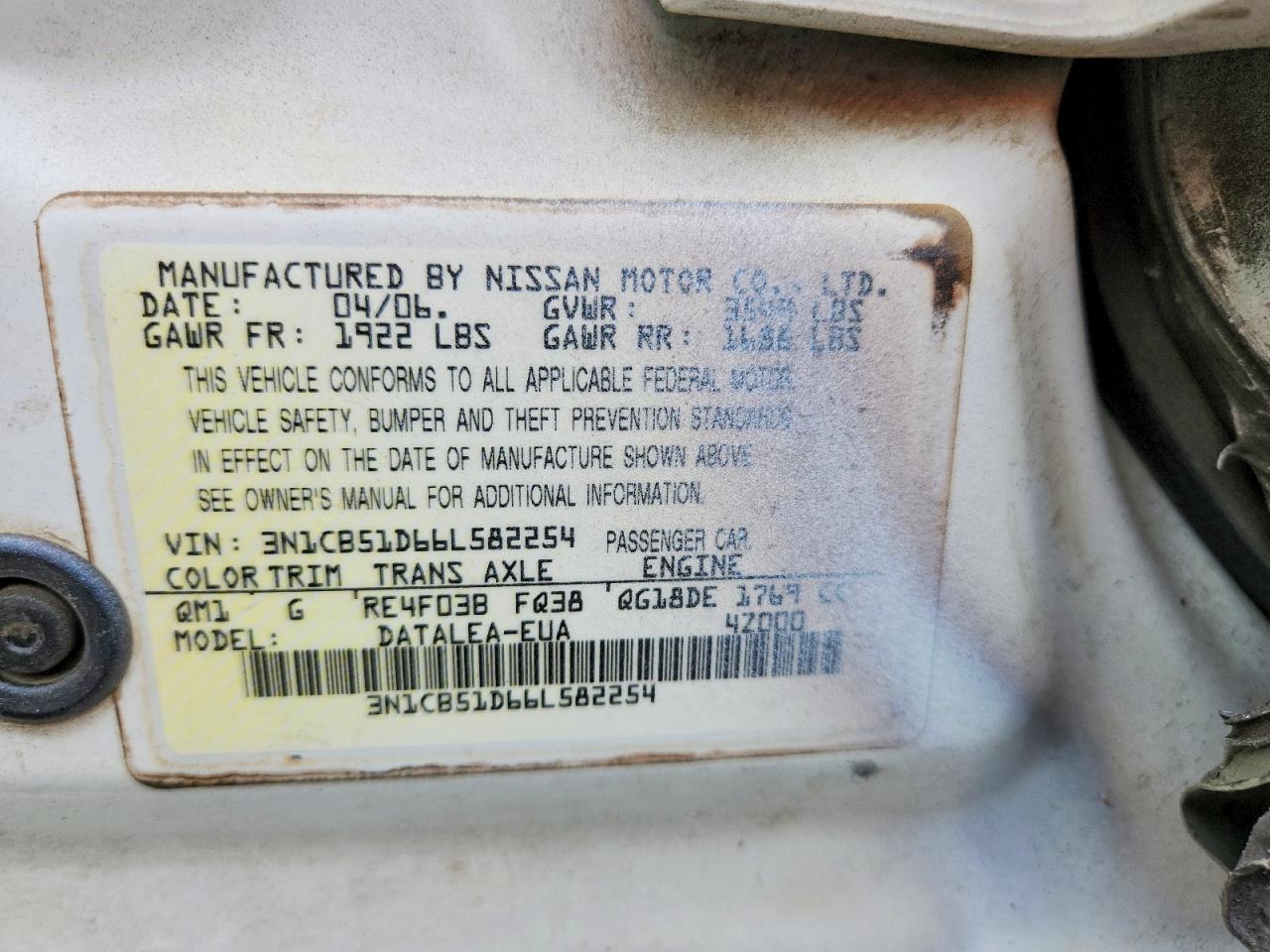 NISSAN SENTRA 2006 — 13