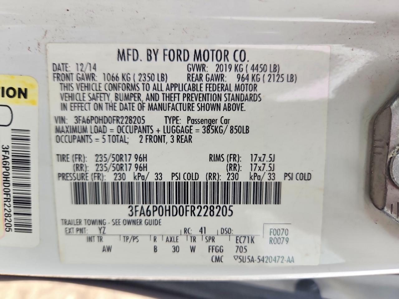 FORD FUSION 2015 — 14