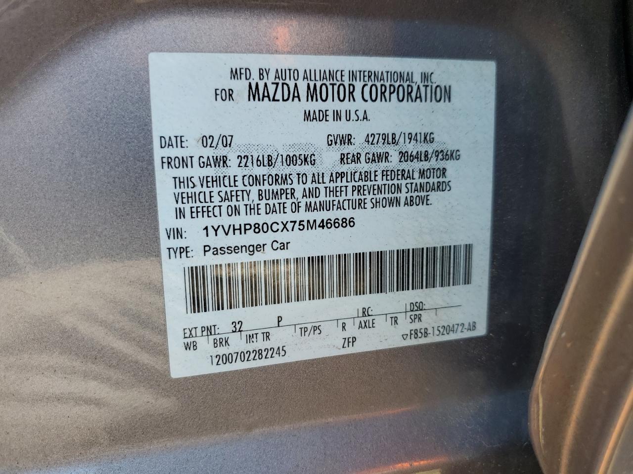 MAZDA 6 2007 — 13